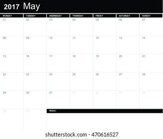 May 2017 - planning calendar 