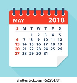May 2018 Calendar Leaf - Flat Vector Illustration