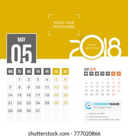 May 2018. Desk Calendar 2018