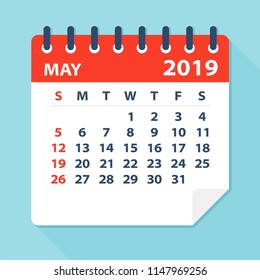 May 2019 Calendar Leaf - Illustration. Vector graphic page