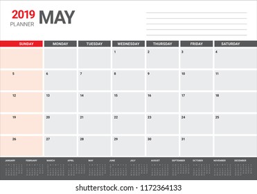 May 2019 desk calendar vector illustration, simple and clean design.