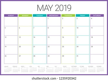 May 2019 desk calendar vector illustration, simple and clean design.