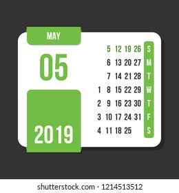 may 2019 month vector calendar