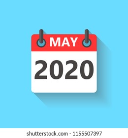 May 2020 calendar flat style icon with shadow.