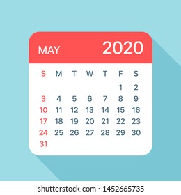 May 2020 Calendar Leaf - Illustration. Vector graphic page