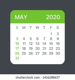May 2020 Calendar Leaf - Illustration. Vector graphic page