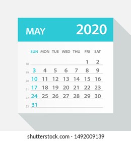 May 2020 Calendar Leaf - Illustration. Vector graphic page
