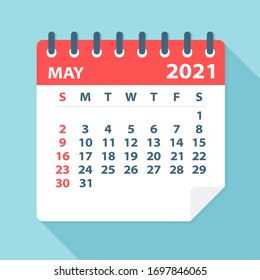 May 2021 Calendar Leaf - Illustration. Vector graphic page