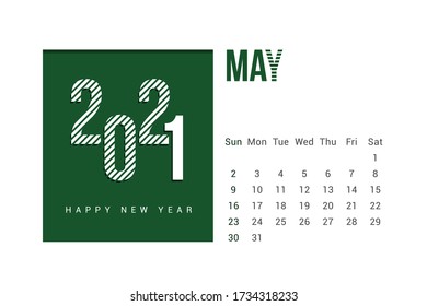 May 2021 Calendar Template Design with white Background. Week starts on Sunday. Calendar 2021 template Design Vector.