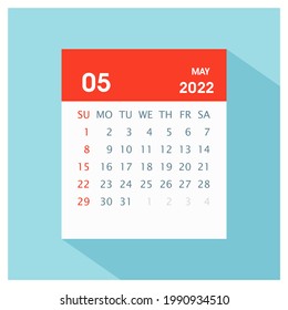 May 2022 - Calendar Icon - Calendar design template - Business vector illustration. 