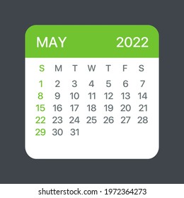 May 2022 Calendar Leaf - Vector template graphic Illustration