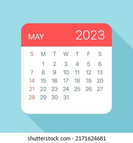 May 2023 Calendar Leaf - Illustration. Vector graphic page