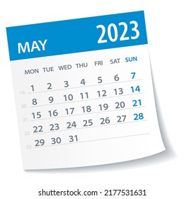 May 2023 Calendar Leaf - Illustration. Vector graphic page