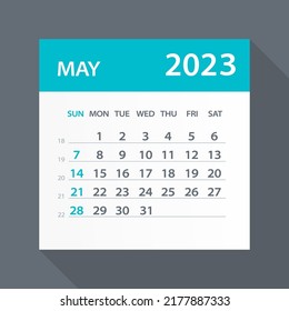May 2023 Calendar Leaf - Illustration. Vector graphic page