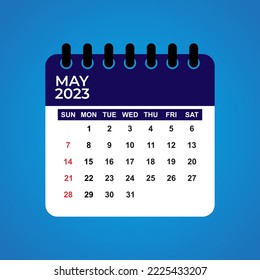 May 2023 Calendar. May 2023 Calendar Vector Illustration. Wall Desk Calendar Vector Template, Simple Minimal Design. Wall Calendar Template For May 2023.