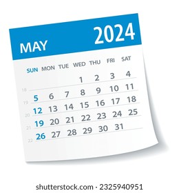 May 2024 Calendar Leaf - Illustration. Vector graphic page