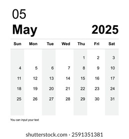 May 2025 Calendar printable template
