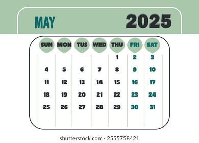 May 2025 Calendar vector item