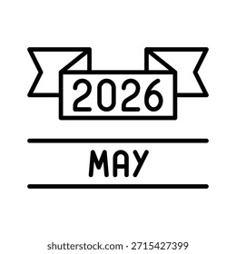 Ícone De Estilo De Linha De Ilustração De Vetor De Banner De maio De 2026
