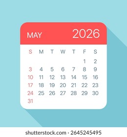 May 2026 Calendar Leaf - Illustration. Vector graphic page