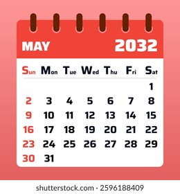 May 2032. Sunshine and flowers define May, bringing warm days, fresh energy, and a sense of renewal as nature flourishes in full bloom.