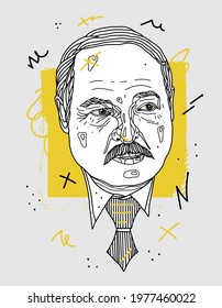 May. 21, 2021: Creative Geometric Yellow Style. The President Of The Republic Of Belarus Alexander Lukashenko.