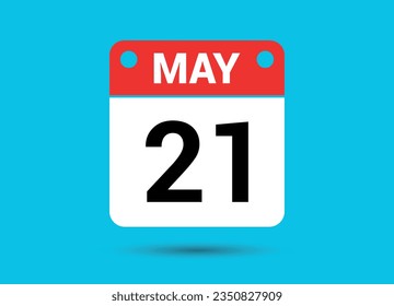 May 21 Calendar Date Flat Icon Day 21 Vector Illustration