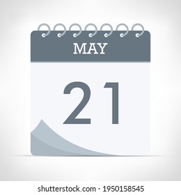 21. Mai - Kalendersymbol - Vektorgrafik. Graukalender.