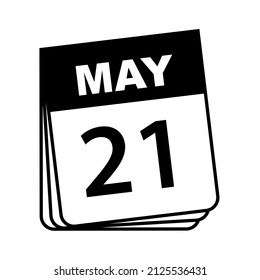 21 de mayo. Icono de calendario. Ilustración vectorial.