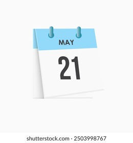 21. Mai - Kalender und Zeitplaner. Erinnerung an das Symbol des Tageskalenders. Vektorgrafik.