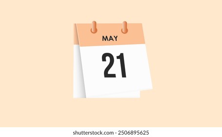 May 21 - calendar and Time planner. Daily Calendar Icon reminder. Vector Illustration.