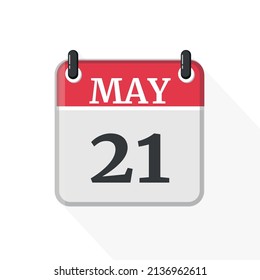 May 21 - Daily Calendar Icon in flat design style