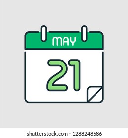 May 21. Flat icon calendar isolated on gray background. Vector illustration.