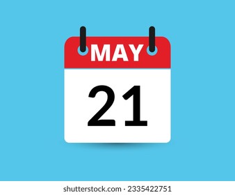 May 21. Flat icon calendar isolated on blue background. Date and month vector illustration