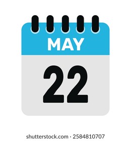 may 22 calendar icon reminder Vector page month design Illustration