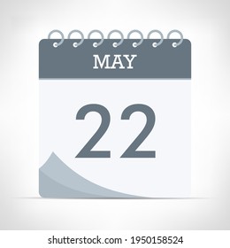 22. Mai - Kalendersymbol - Vektorgrafik. Graukalender.