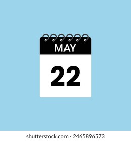May 22  calendar reminder.  22th May Date Month calendar icon design template.