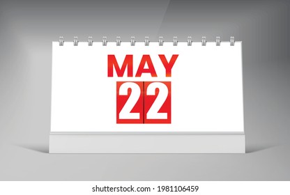 22 de mayo, Plantilla de diseño de calendarios de escritorio. Diseño de calendario de fecha única.