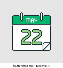 May 22. Flat icon calendar isolated on gray background. Vector illustration.