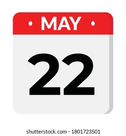 May 22 flat style calendar icon, vector illustration