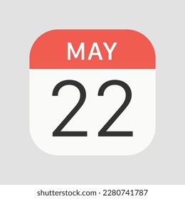 May 22 icon isolated on background. Calendar symbol modern, simple, vector, icon for website design, mobile app, ui. Vector Illustration