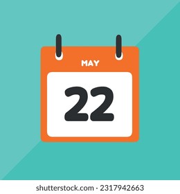 May 22 vector icon calendar Date, day and month Vector illustration, colorful background.