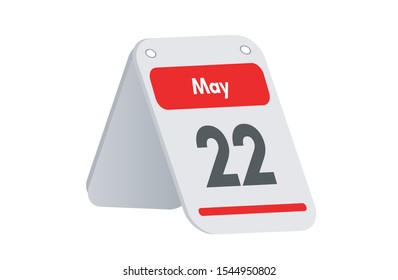 May 22th calendar icon. Day 22 of month. Vector illustration.