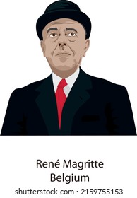 May 23, 2022 Illustration Vector Isolated Of René Magritte, Belgium