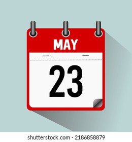 May 23, calendar icon vector illustration, isoleted on light blue background.