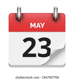 May 23 flat daily realistic calendar icon date vector image
