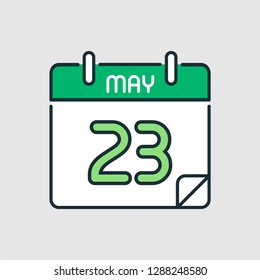 May 23. Flat icon calendar isolated on gray background. Vector illustration.