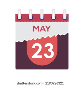 May 23. Vector flat daily calendar icon. Date and time, day, month. Holiday. Season. White Background
