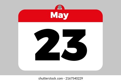 May, 23. White and red calendar.
