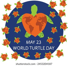 May 23 is World Turtle Day Vector illustration. 
Good for banner, poster, greeting card, party card, invitation, template, advertising, campaign, and social media. 